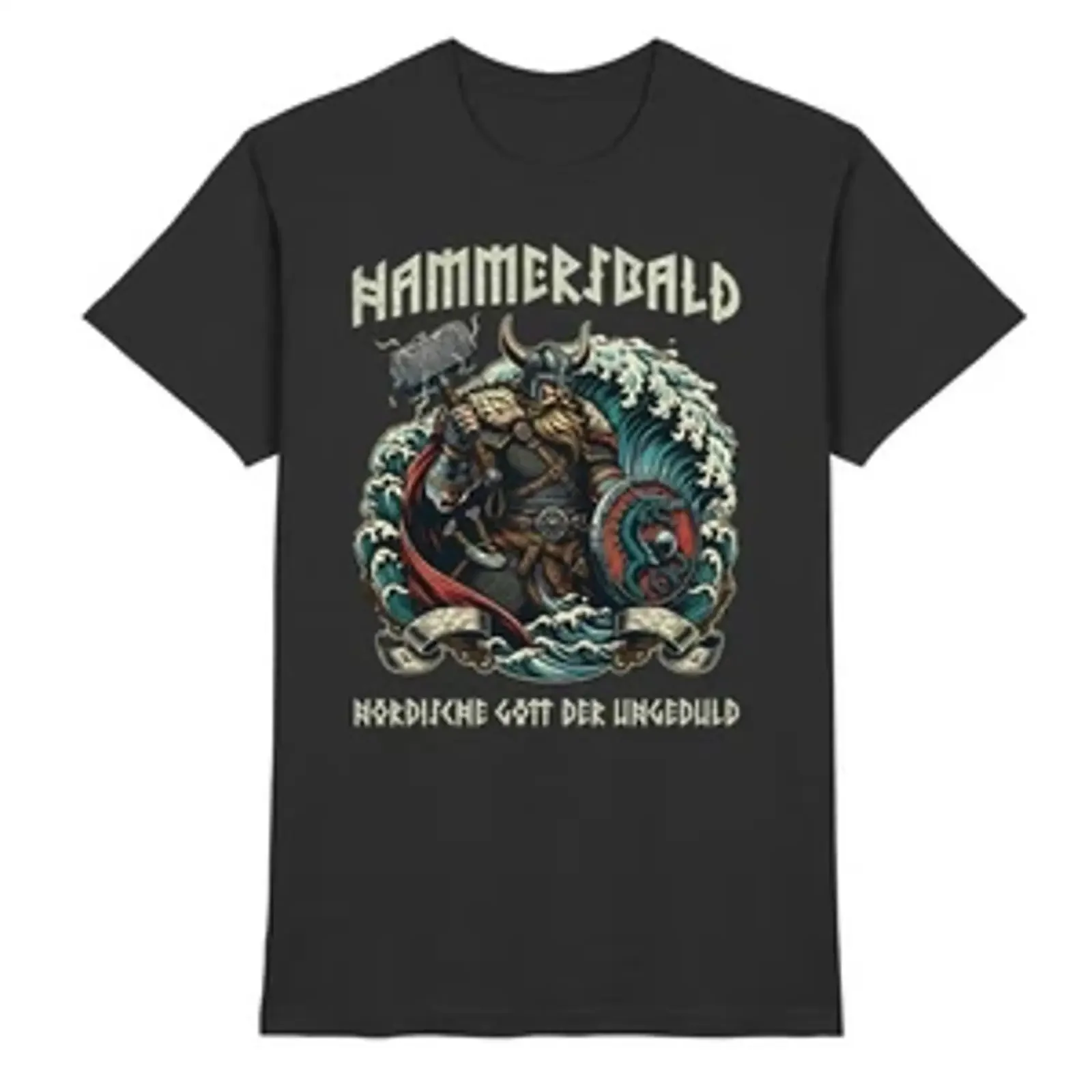 T-shirt Viking avec slogan Hammersbald, dieu nordique de l'impatience, style vintage, streetwear délavé, légèrement élégant, confortable, décontracté pour homme