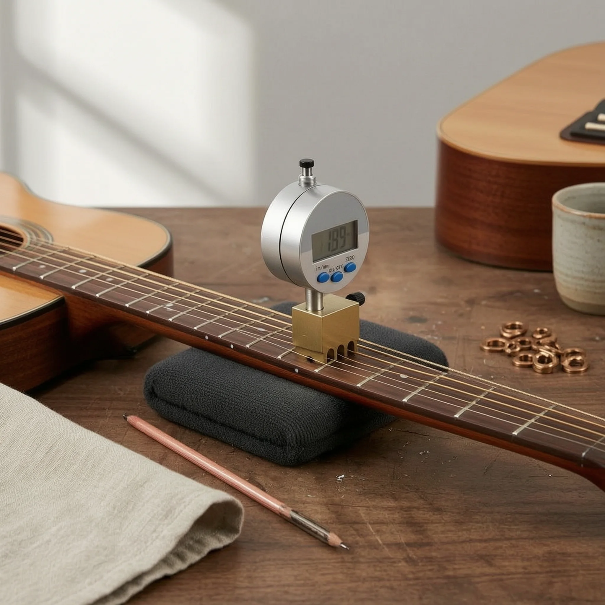 Digital Action Gauge Pure Copper String Action Gauge Guitar String Height Meter Locking Mechanism Music Tool Lightweight