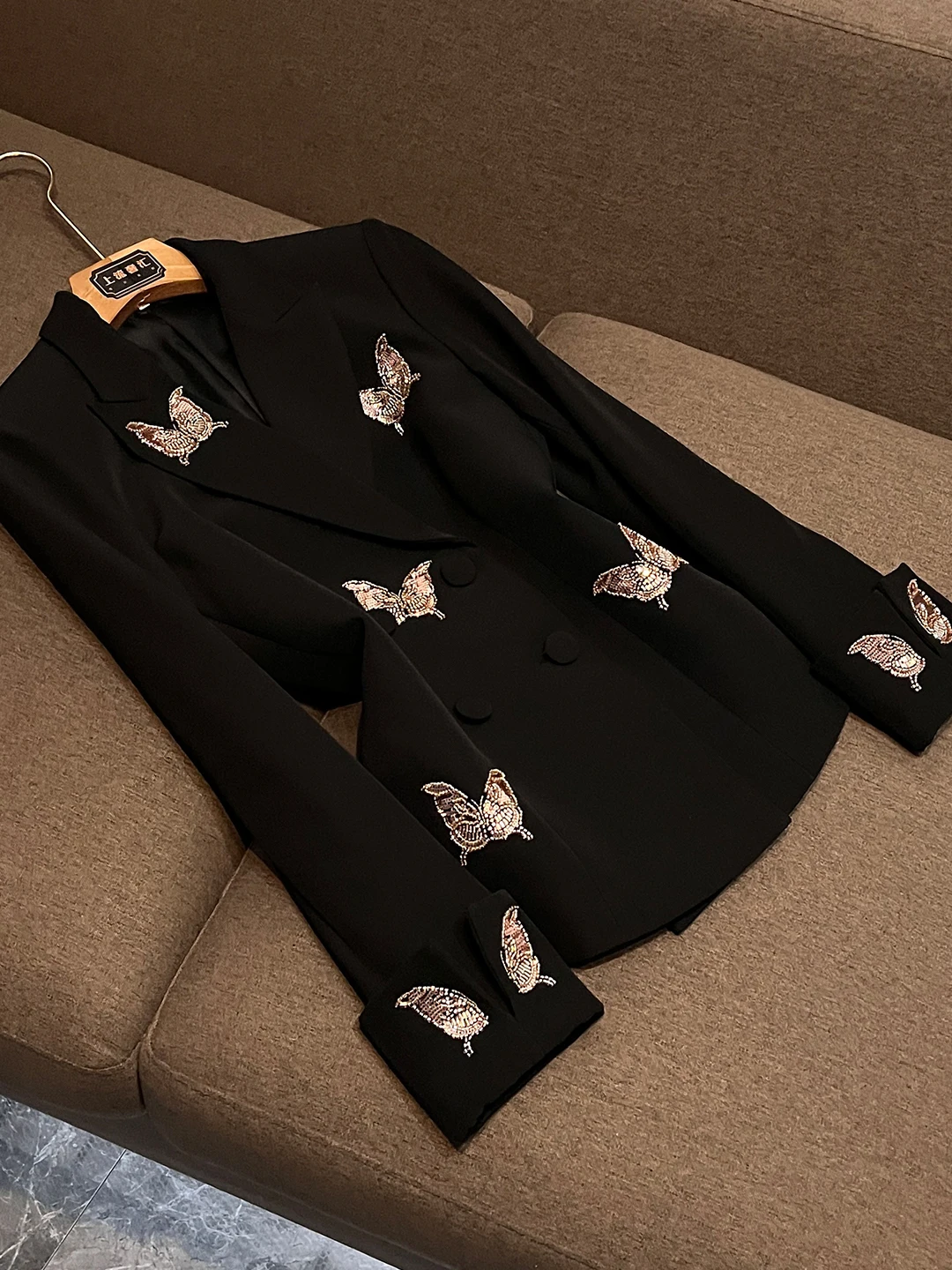 Fashionable  Sequin Suit Short Pants Set Slimming Age-Defying Meat-Covering Two-Piece Set Elegant Autumn Winter Ense...