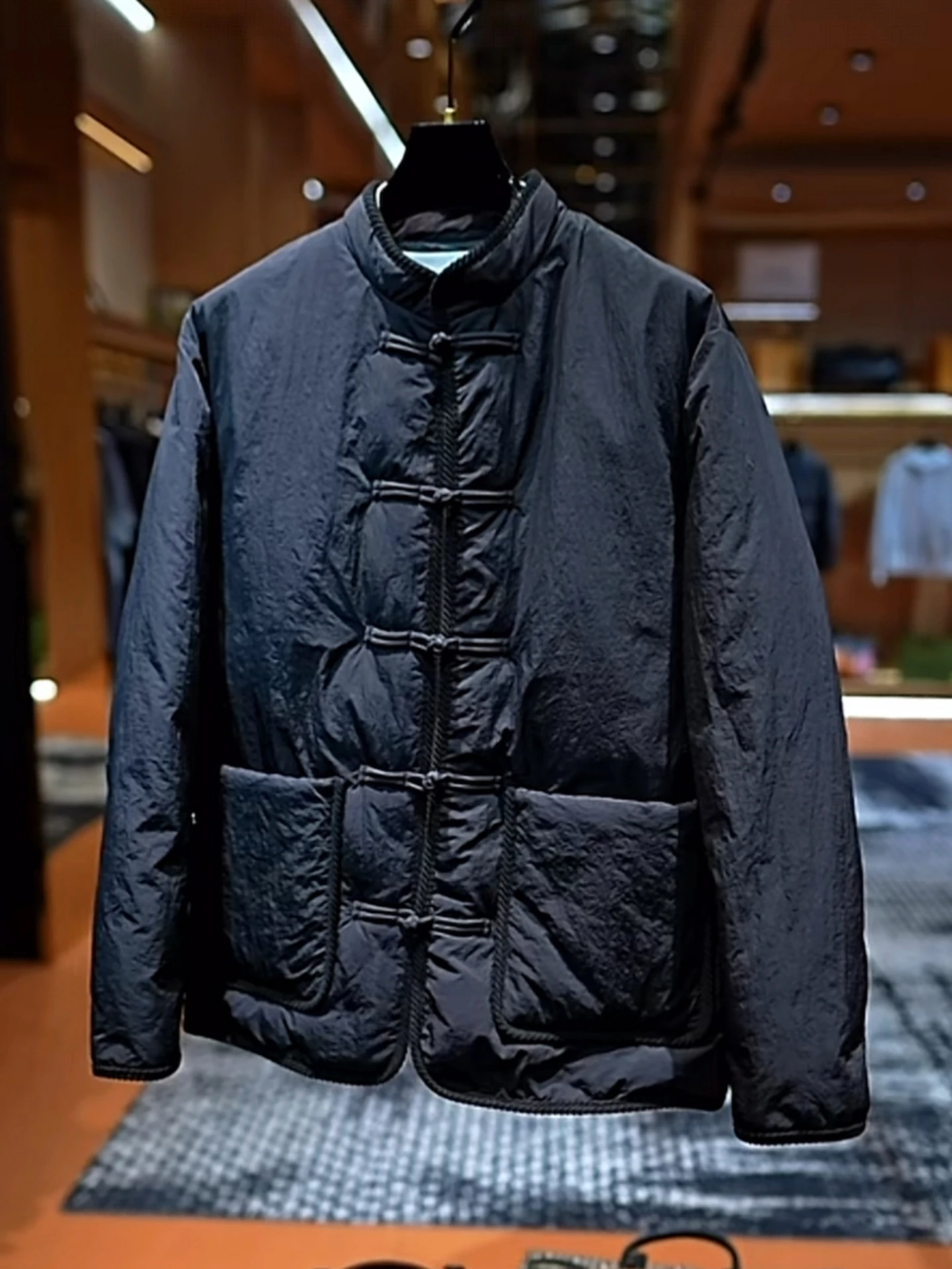 

Ele Bla Cotton Jaet with Button Collar Men's Simple Faion New Chinese Sle Stand Collar Jaet for Autumn Winter