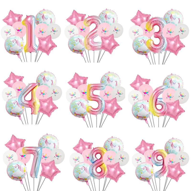 

Unicorn Birthday Decoration Rainbow Unicorn Theme Party Balloons 32inch Number Balloon Kid Birthday Party Baby Shower Decor