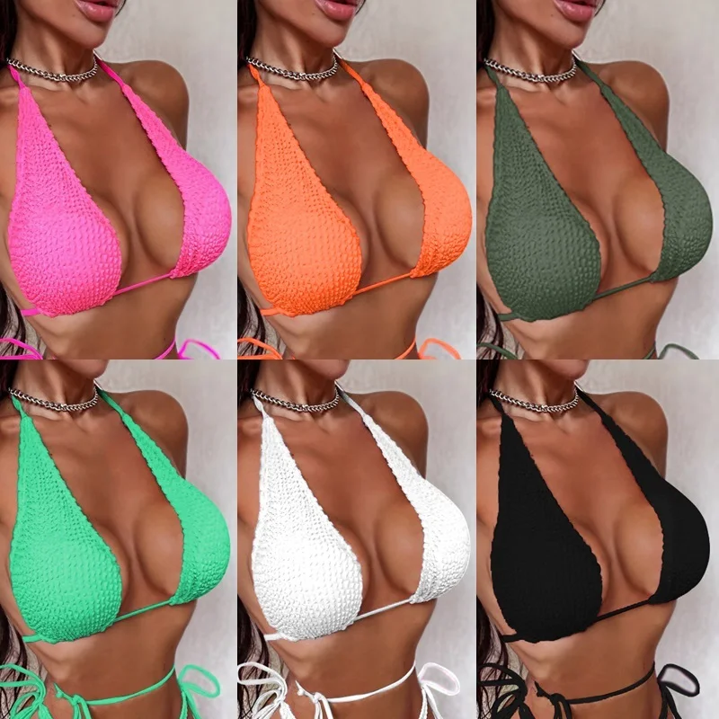 Bikini Top Women Swimsuit Swimwear Top Bathing Suit Black Pink Sexy Bra Solid Color Padded Beachwear Triangle Swimming Top Only