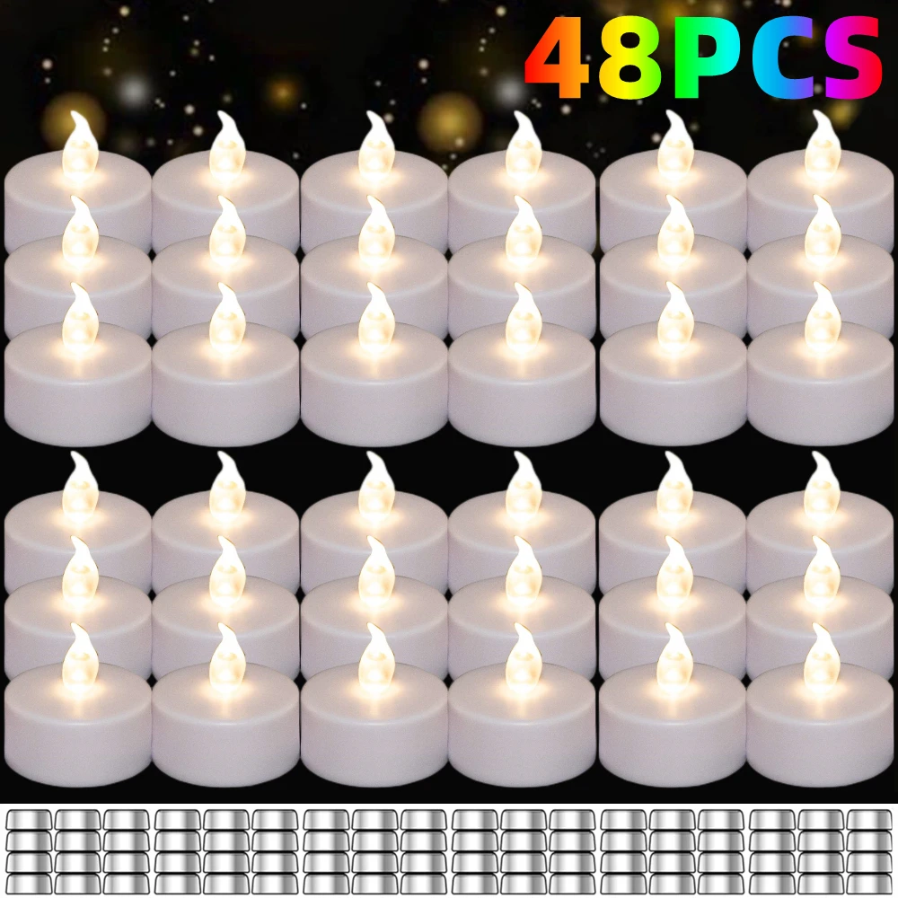 

12/24/48/72PCS LED Candle Flameless Flickering Tea Light Candles Battery Operated Holiday Weddings Birthday Bar Party Decoration