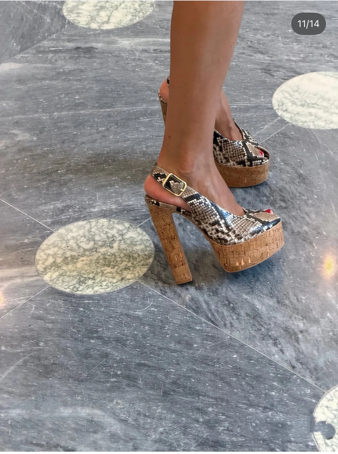 2026 Summer New Women's Snake Print Peep Toe Platform Sandals Cork Block Heel Buckle Ankle Strap Vintage Chic Party Sandals