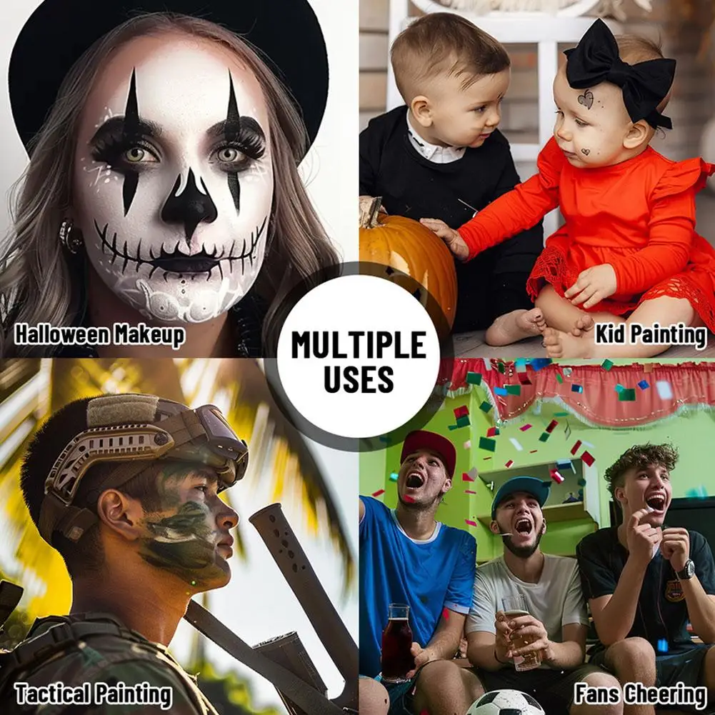 Black Face Paint Stick Waterproof Eye Black For Football And Baseball Makeup Halloween Face And Body Art With Angled Application