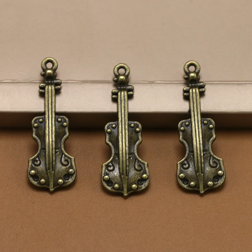 

20 Pcs Violin Pendant Bronze Charm Durable Jewelry Making Pendants Alloy DIY Charms