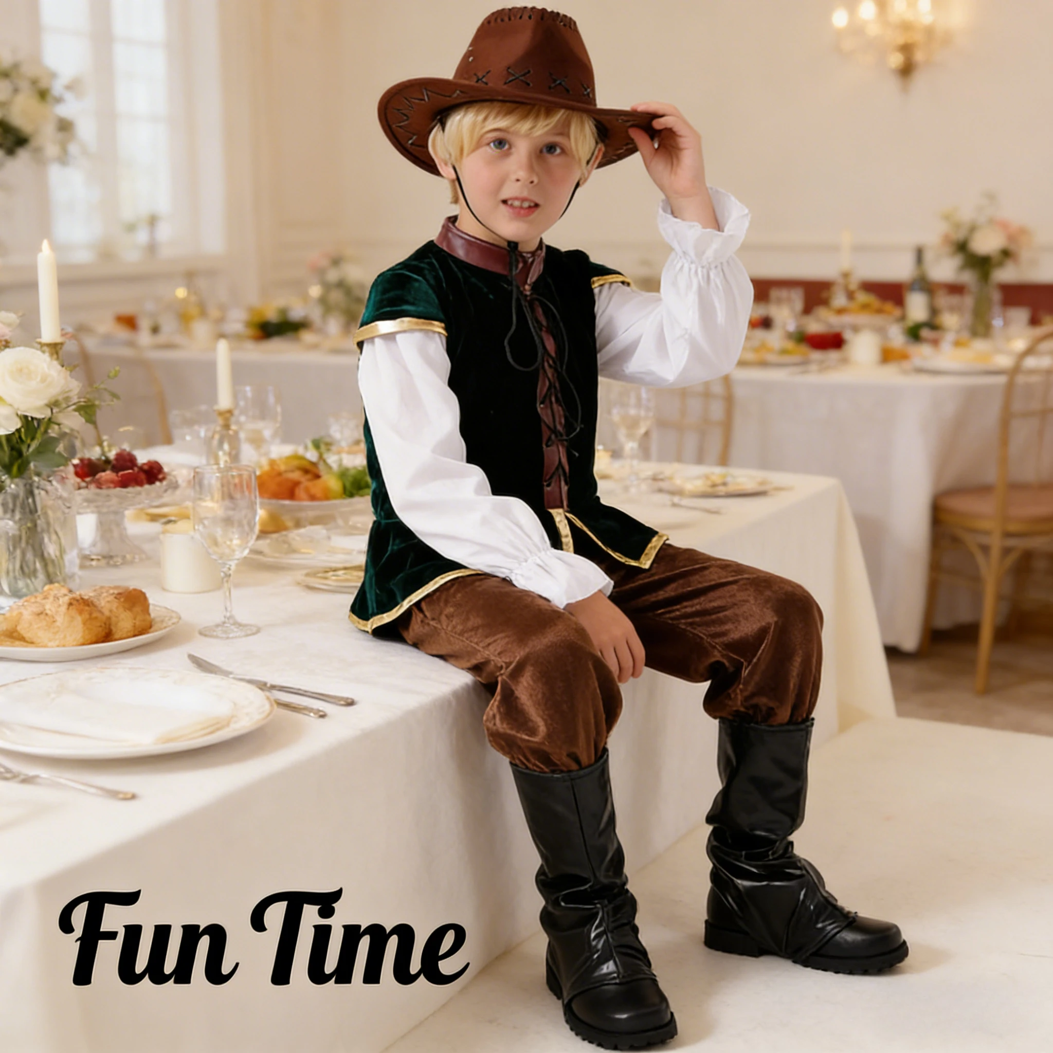 

Костюм для выступлений на сцене в средневековом стиле для детей старшего возраста, наряд для ролевых игр на Хэллоуин в образе пирата-охотника, британский этнический костюм для переодевания