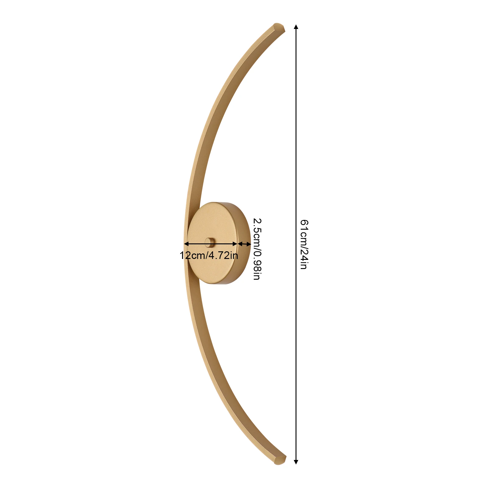 Luminária de parede led linear de metal dourado, lâmpada montada na parede, 3 cores, interior, iluminação circular, lâmpada de parede