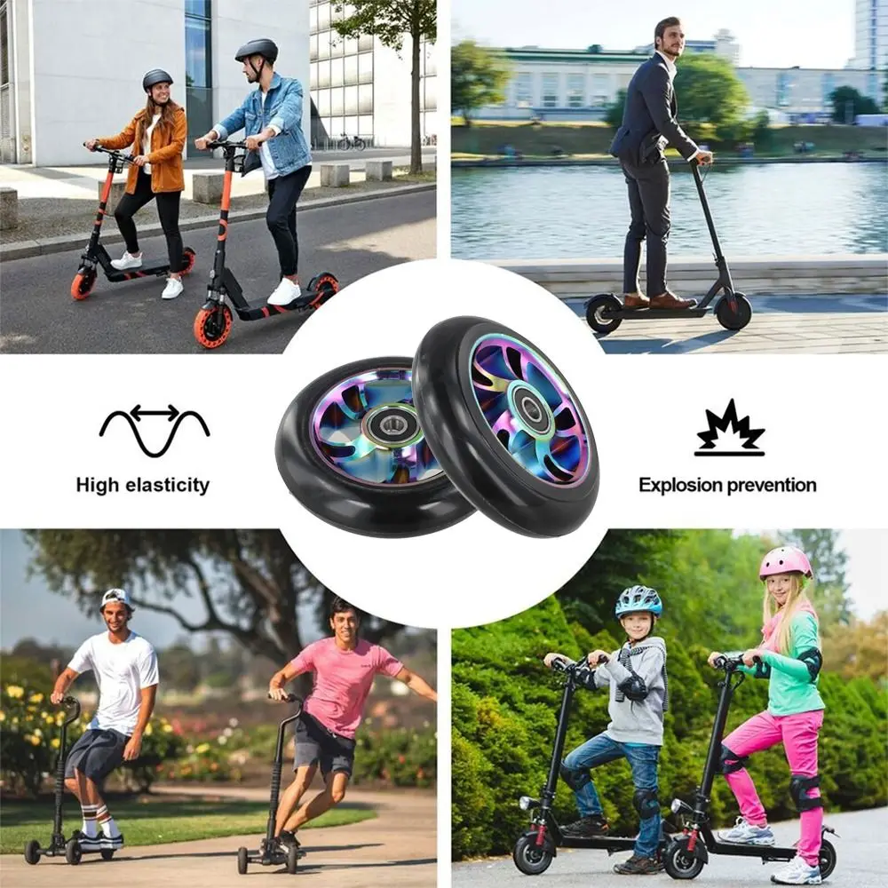 Silent 100/110mm Scooter Wheels Thick Colorful Pu Stunt Scooter Wheels Stable With Bearings Scooter Accessories Adults