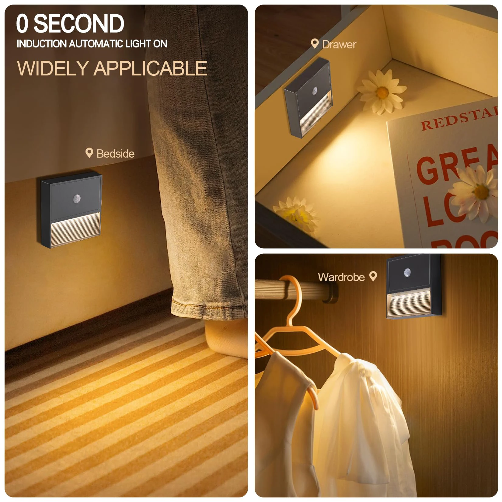 LED Motion Sensor Wall Light 1000mAh Long-lasting Children Night Light Sensor Light for Hallway Stairs Bathroom Bedroom Kitchen - Image 6