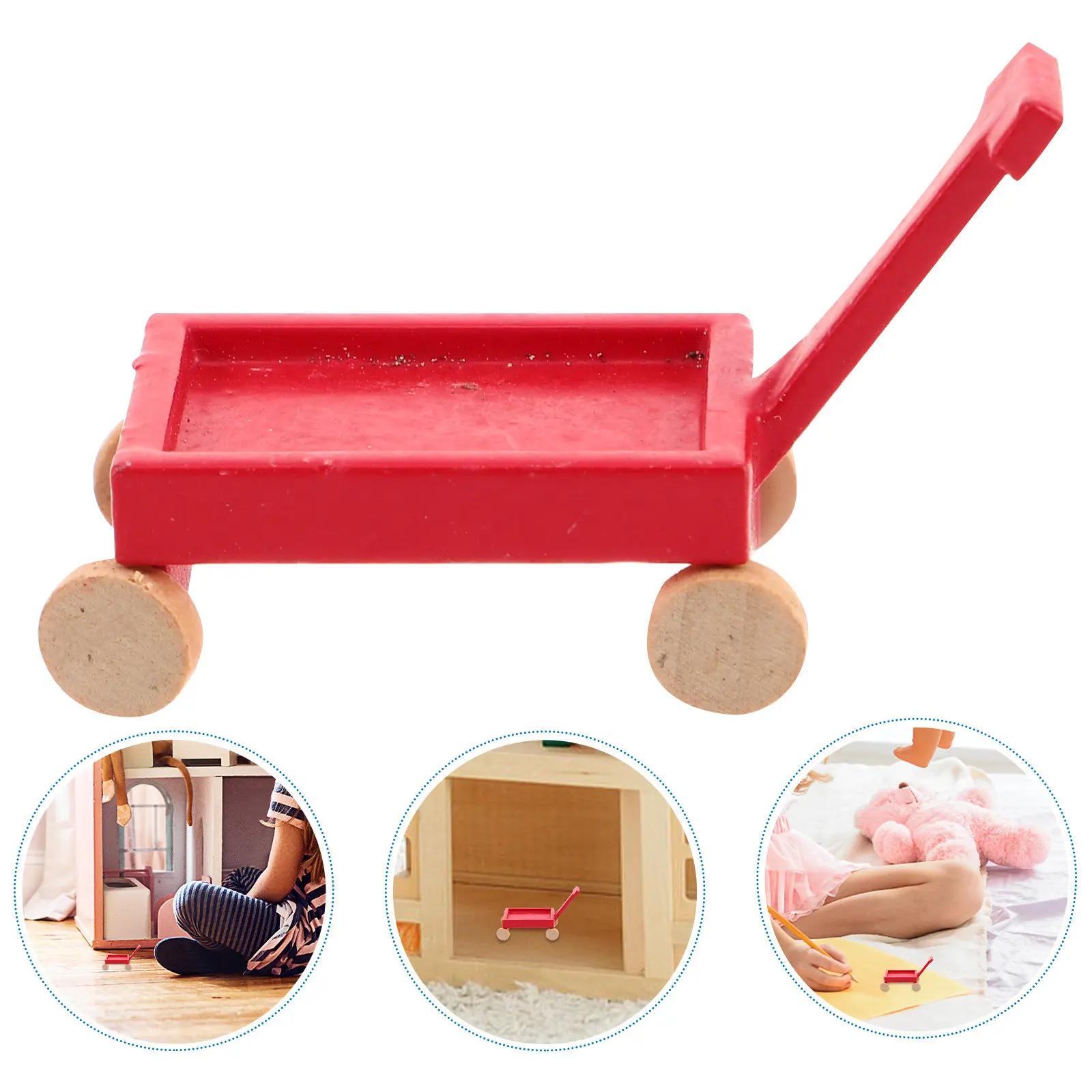 

Miniature Wooden Dollhouse Cart Simulation Realistic Outdoor Indoor Decoration Creative Roleplay Accessories Model Miniatures