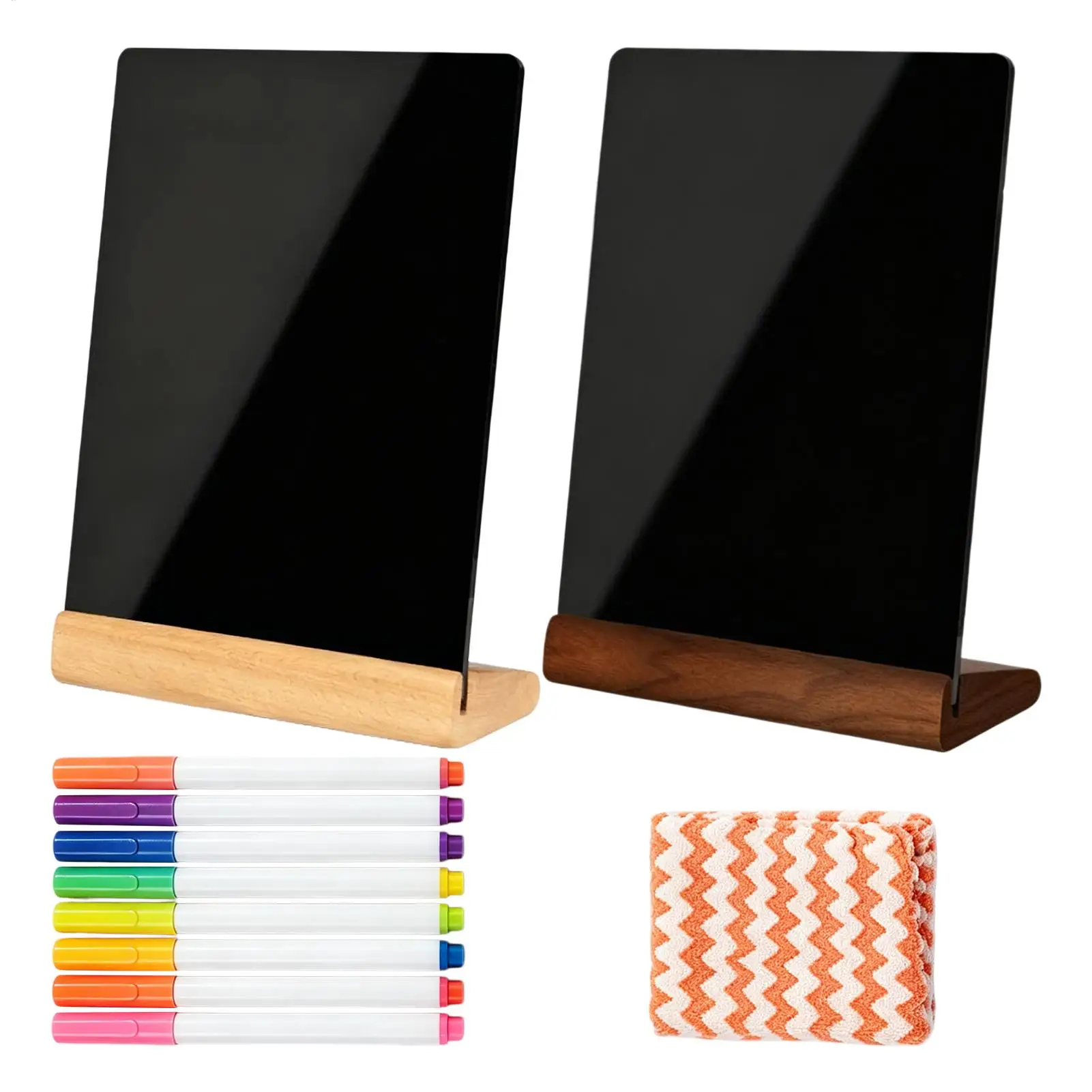 Acrylic Mini Tabletop Chalkboard Beech Wood Base Vertical Horizontal Erasable Message Board Wedding Shop Table Sign Decor