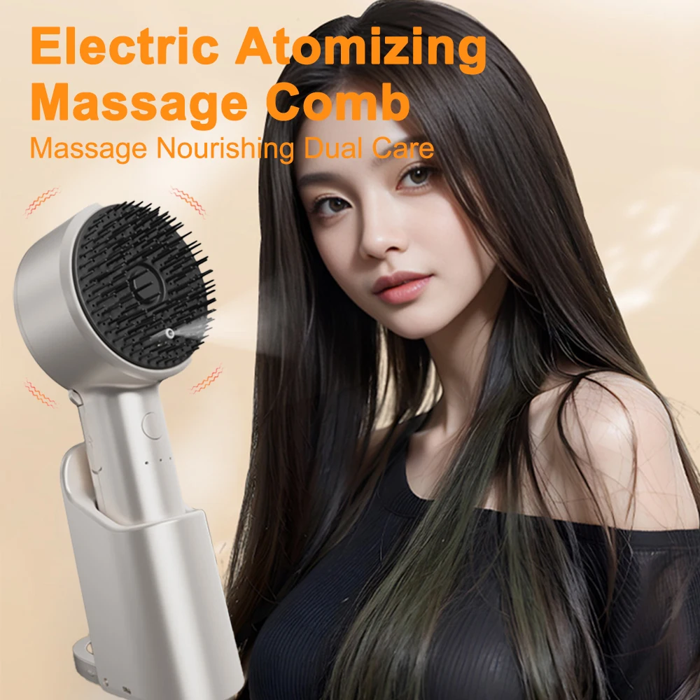 Electric Atomizing Massage Comb Head Massage Hair Growth Nano Sprayer Nourish Scalp Brush Pressure Relief Liquid Oil Applicator