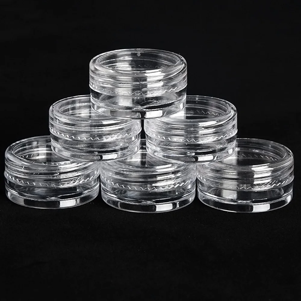 투명 플라스틱 아이 섀도우 크림 병 및 아이 크림 병 항아리 및 화장품 메이크업 항아리 및 냄비 립밤 용기 항아리, 2g, 3g, 5g, 20 개