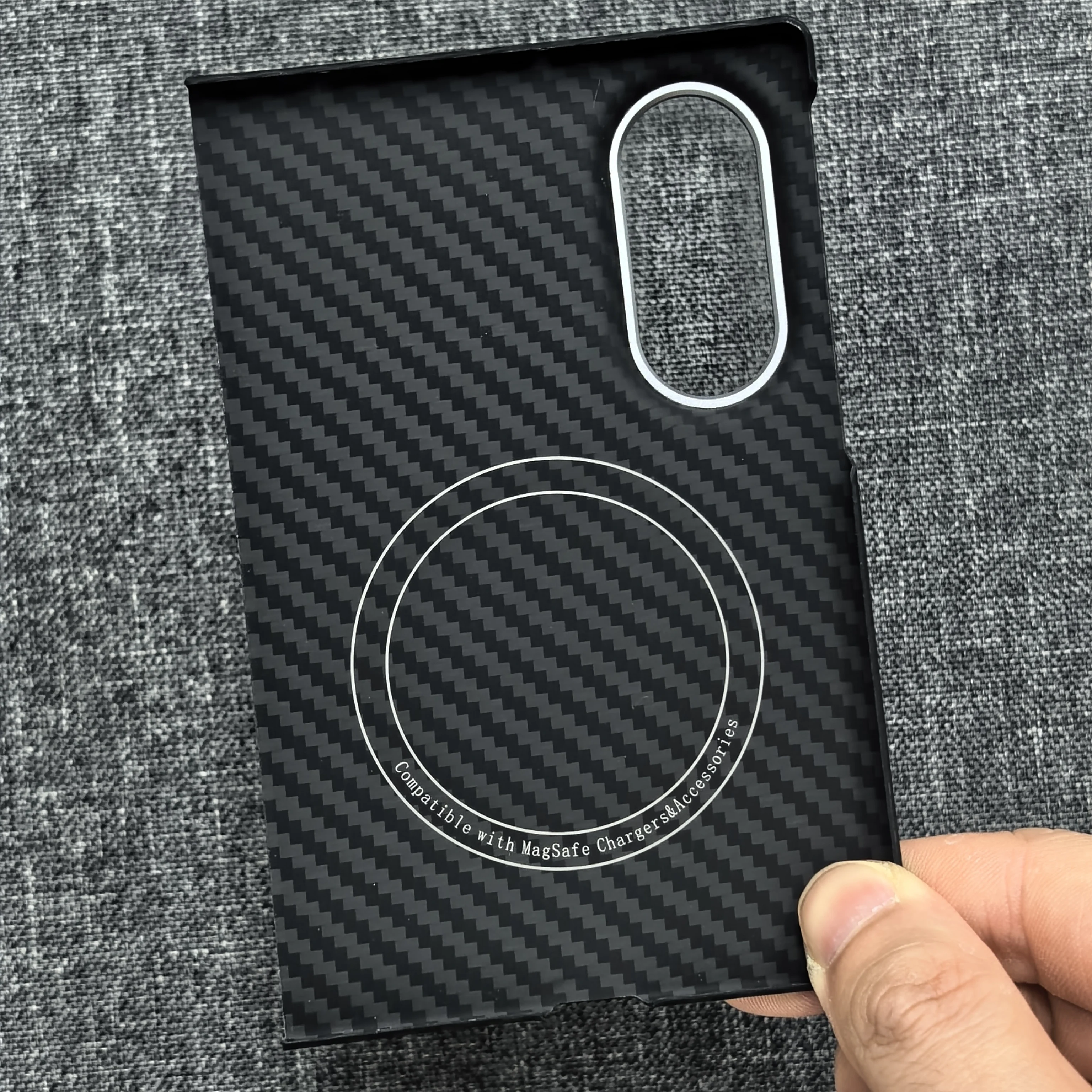Business Real Carbon Fiber Magnetic Cases For Samsung Galaxy Z Fold 8 Wide Ultra-Thin Natural Feel Metal Ring Lens Protect Cover
