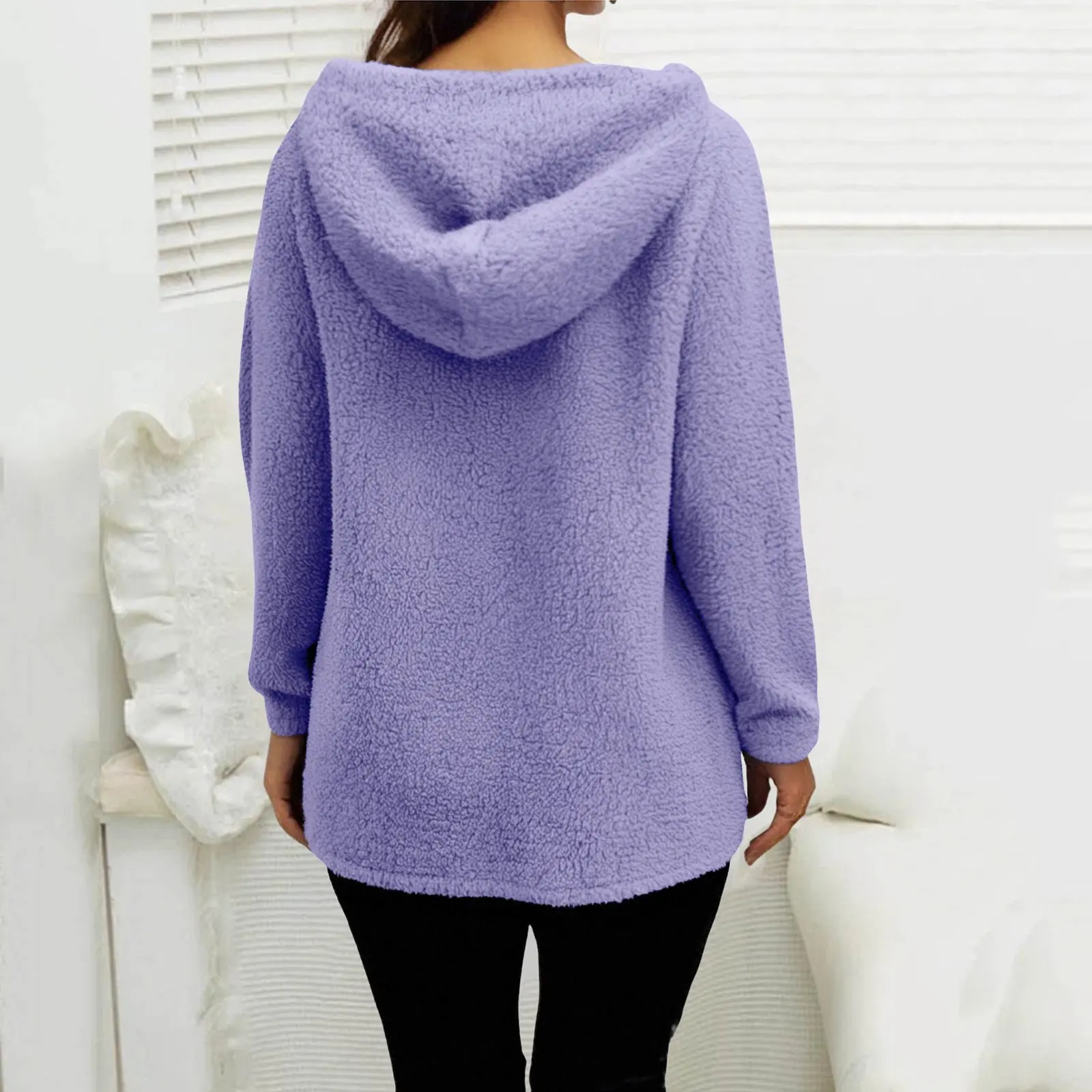 Women Zip Up Hoodies Fall Winter Lamb  Coats Comfy Cold Proof And Warm Keeping Jackets With Pockets Women'S Hooded Jackets