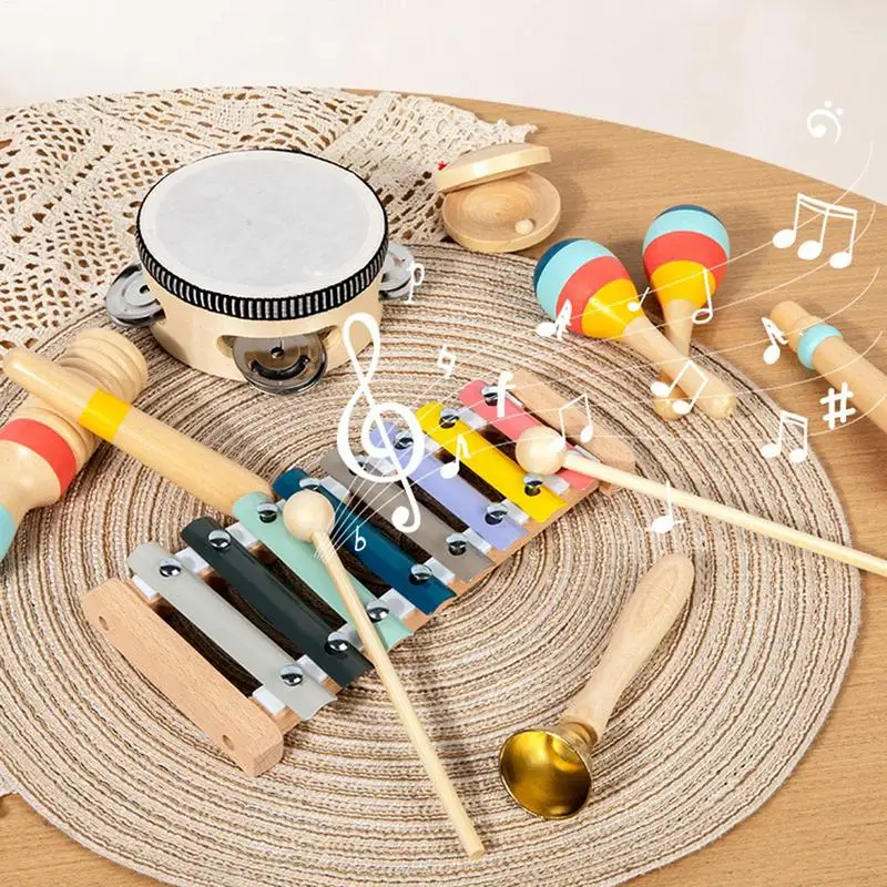 Juego de instrumentos de percusión Montessori, instrumento Musical de educación temprana, juguete auditivo con timbre manual para niños pequeños, aprendizaje temprano