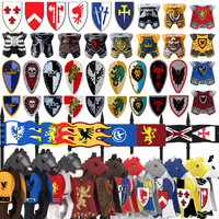 MOC Medieval Building Block Crow Black Eagle Red Lion Castle Knight Soldier Horse Mount Roman Flag Shield Armor Accessories Toy