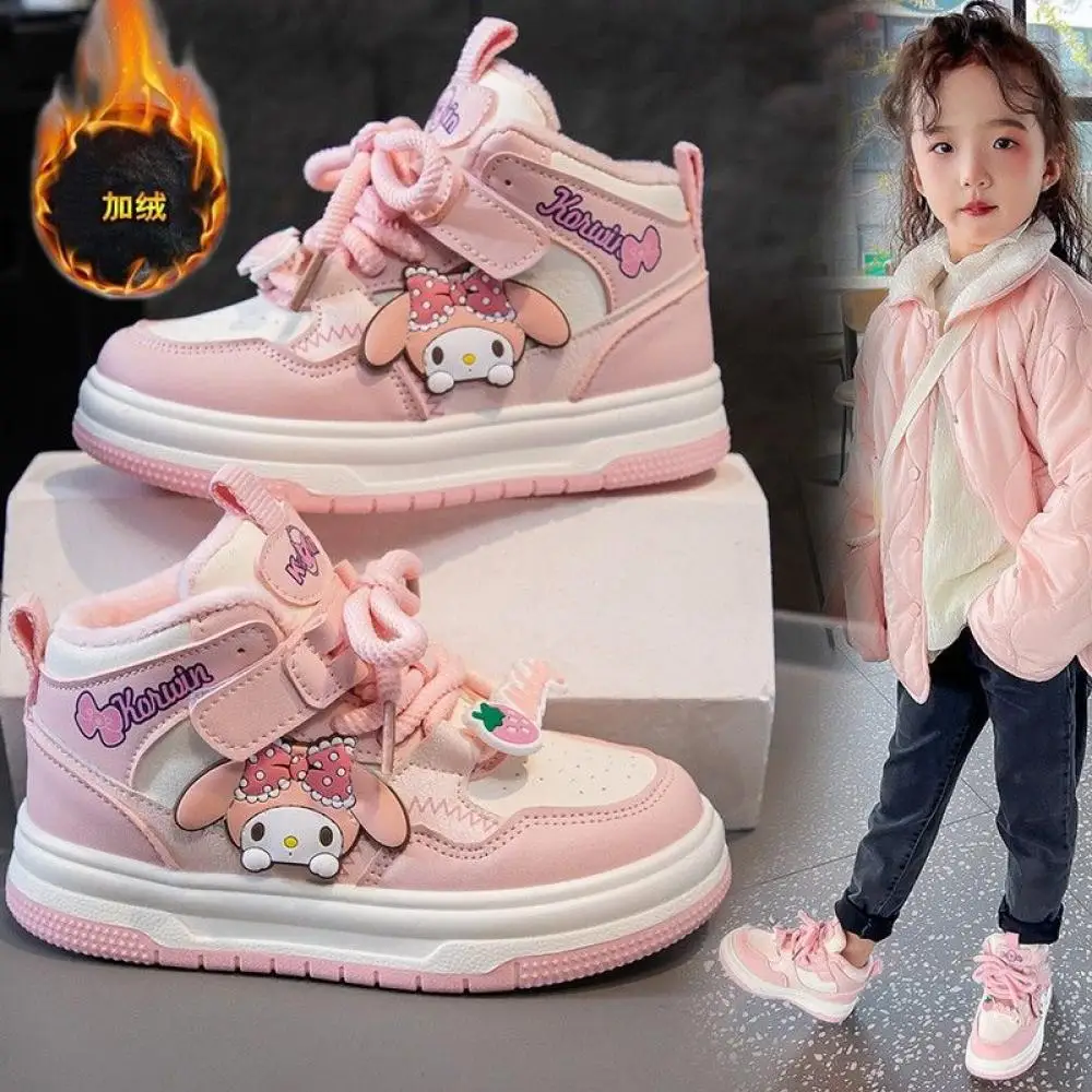 Sanrio Kuromi Girls Hot Selling Sneakers Anti-Slip Casual Shoes My Melody New Style Anime Sports Shoes High Top Kids Snow Boots