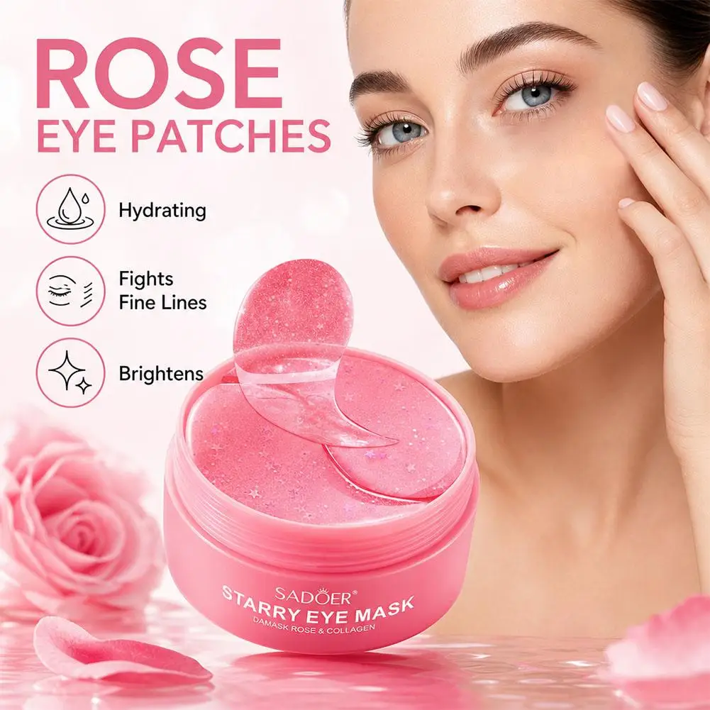 60-180pcs Rose Collagen Eye Mask Hydrating Firming Eye Patches Fade Fine Lines  Moisturizing  Anti Dark Circles Eye Skin Care