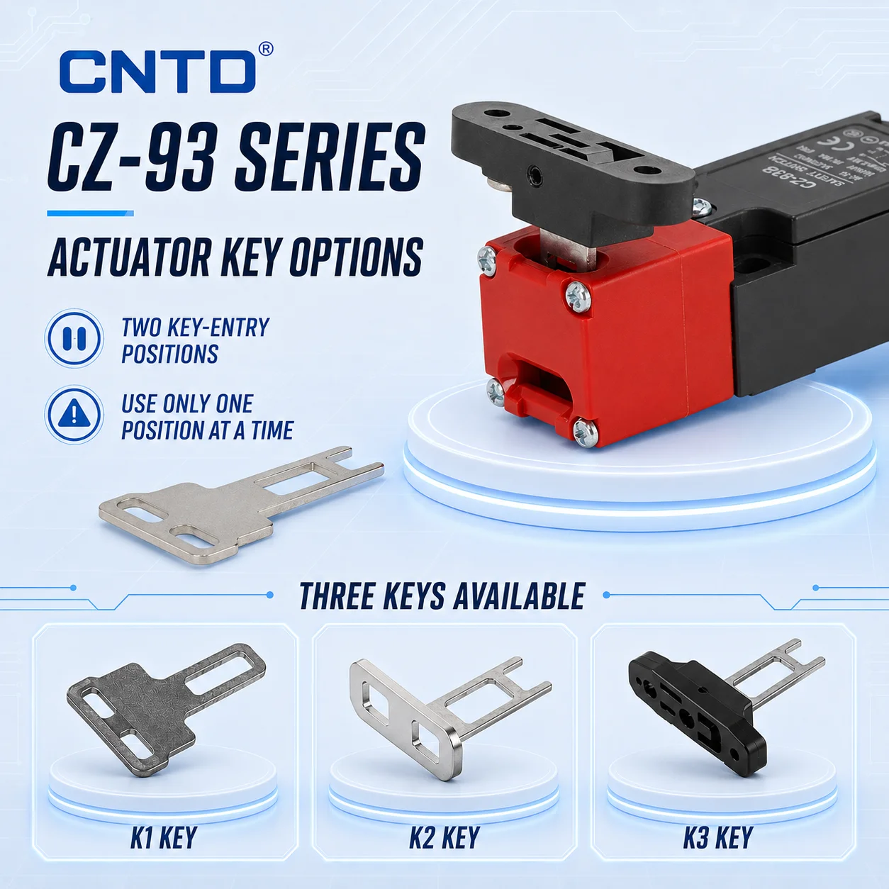 CNTD Limit switch key operated interlock CZ-93 series vertical Safety door switch Limit switch Micro switch,3 type Key actuation