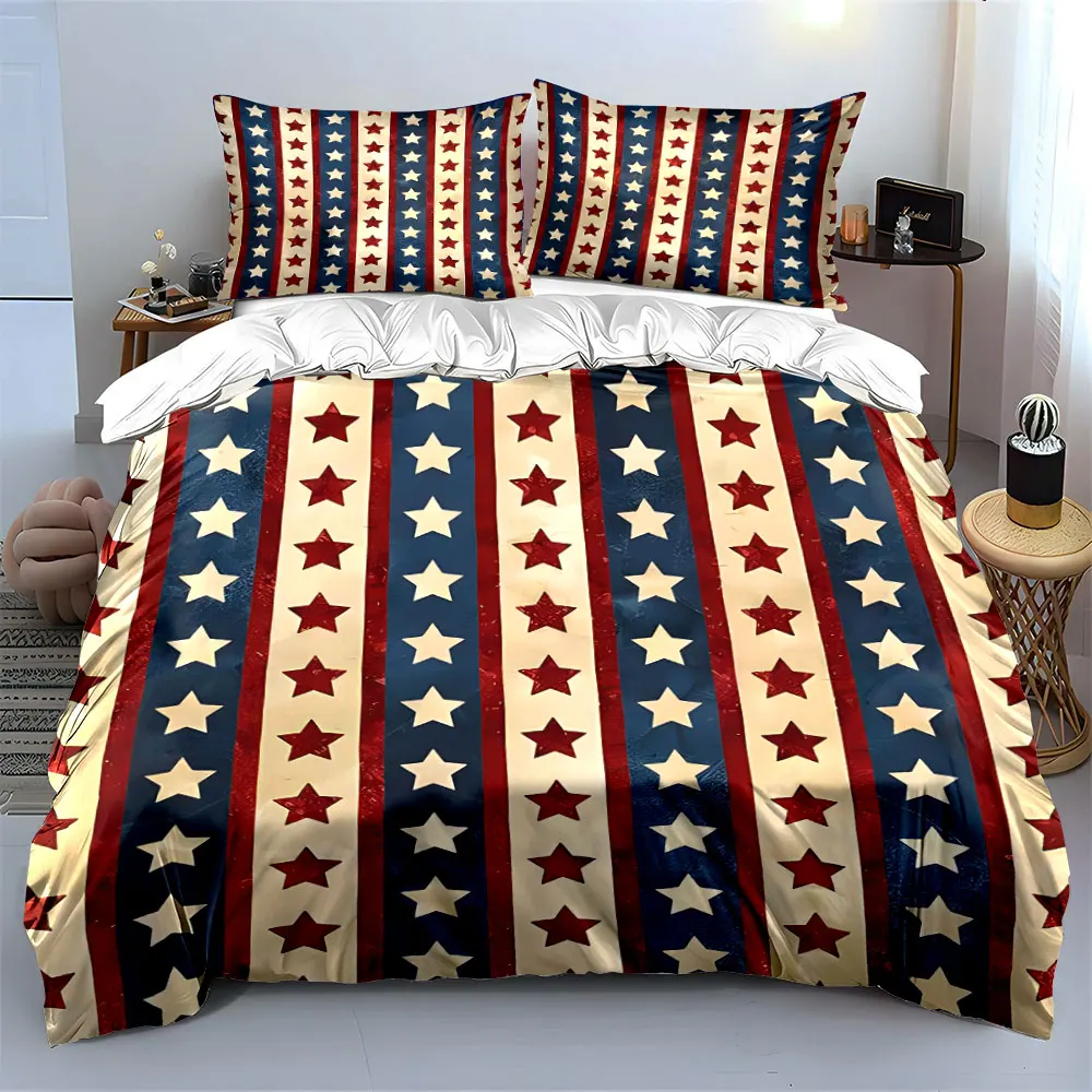 Patriotic Themed Decor Set Soft Skin-Friendly Bedding Set Includes 1 Duvet Cover And 2 Pillowcase, Gift