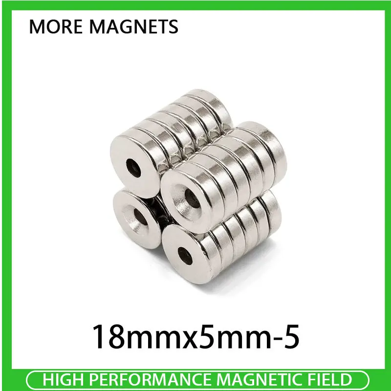 5/10/15/20/30/50PCS 18x5-5 Disc Rare Earth Neodymium Magnets 18*5 mm Hole 5mm Countersunk Round Search Magnet 18x5-5mm  18*5-5