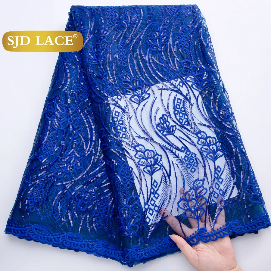 

SJD LACE African Milk Silk Net Lace Fabric 5Yards 2025 Latest Nigerian French Tulle Mesh Lace for Women Wedding Dresses Sew 4414