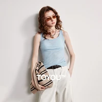 TOYOUTH Women Wool Tank Top 2026 Spring New Nude-Feel Mask-Inspired Fitted Crop Base Layer