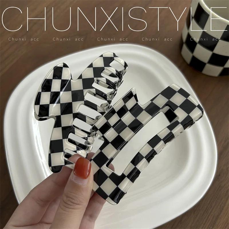 Коготь-для-волос-в-шахматном-порядке-большой-размер-объемная-заколка-для-волос-женская-толстая-прическа-аксессуар-для-волос-премиум-класса-сзади