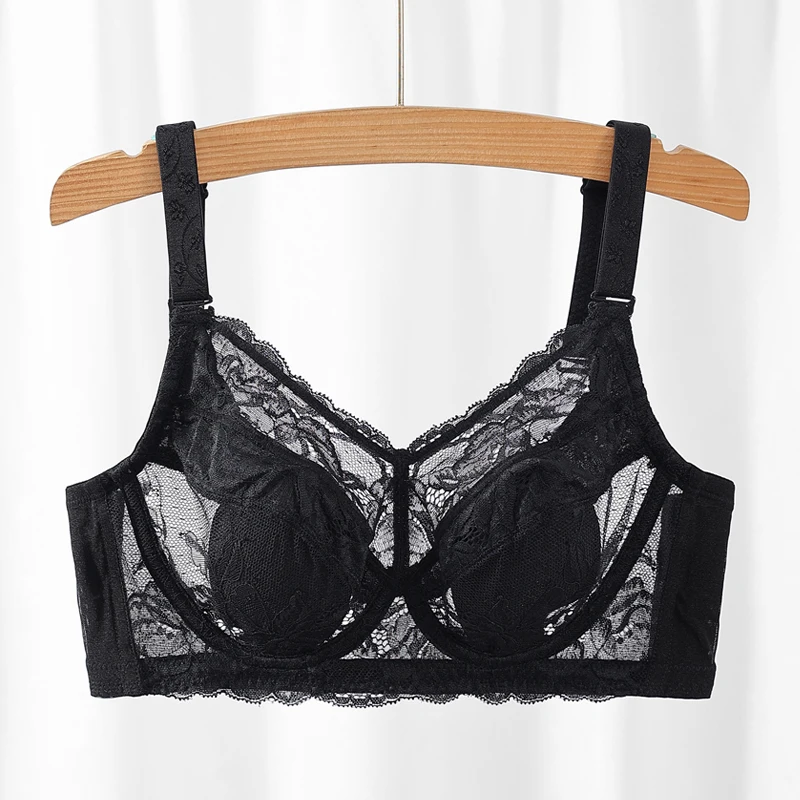 

Женский большой размер с полным покрытием и цветочным кружевом, ультратонкий бюстгальтер, нижнее белье 34, 36, 38, 40, 42, 44 46 48 B C D E F