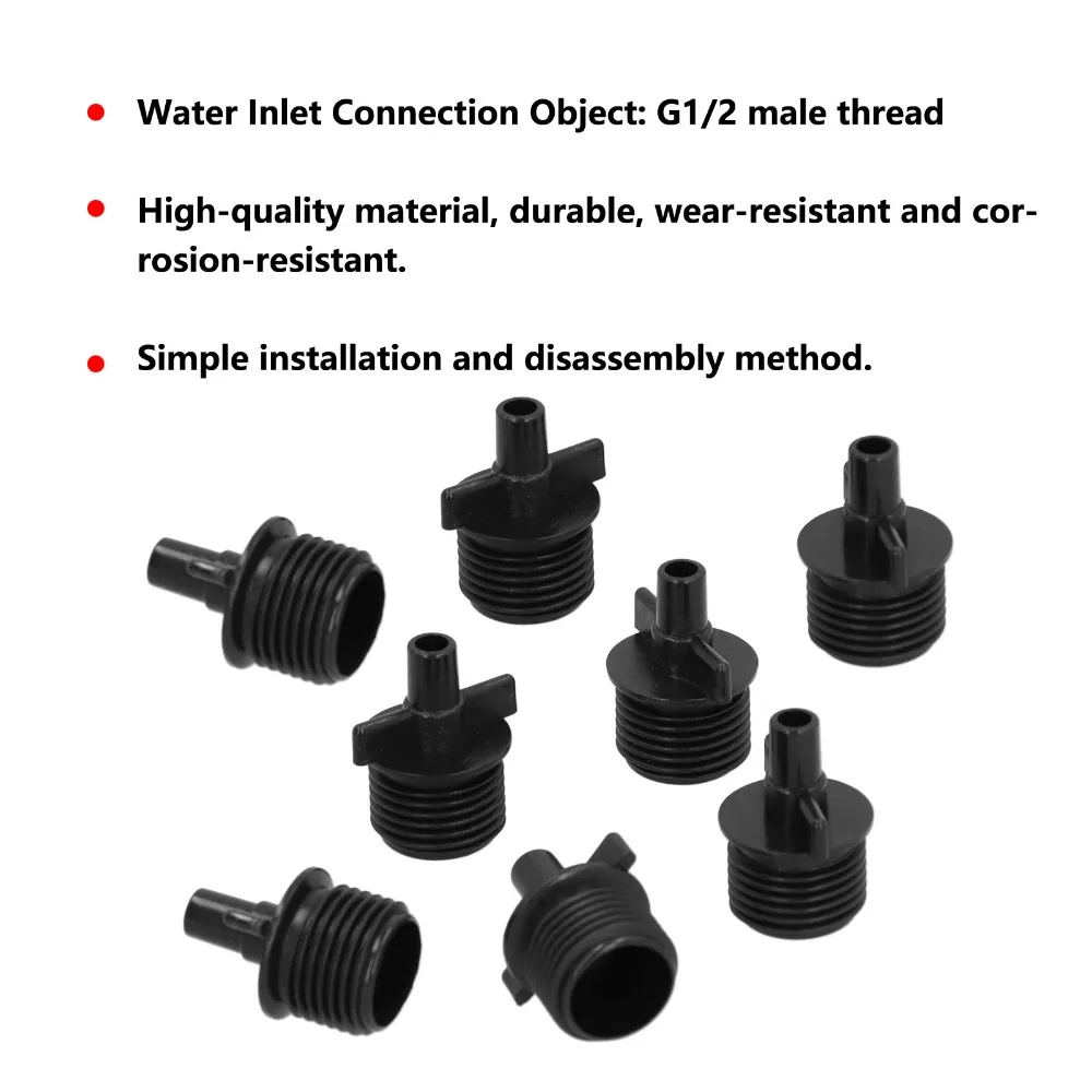 50PCS Plastic Sprinkler Connector G1/2 Male Thread 7.5 Mm Outlet Outer Diameter Hose Connector Black Easy Installation