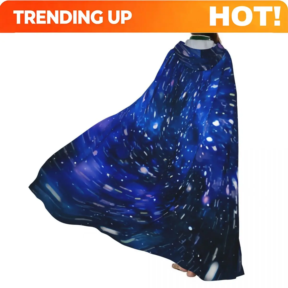 Customization Adult Halloween Deep Space Star Field Cloak Cape Hooded Medieval Costume Full Length Dress Coat