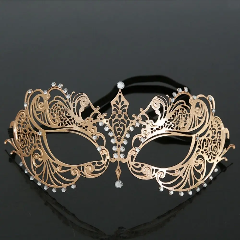 Veil Masquerade Metal Mask Masquerade Jewelry Rhinestone Venice Halloween Mask Carnival Costume Props Facial Jewelry Accessories