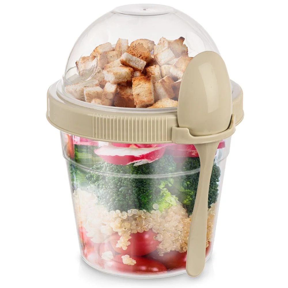 Yoghurtbekercontainer Met Een Theelepel Lunchbox 400 Ml