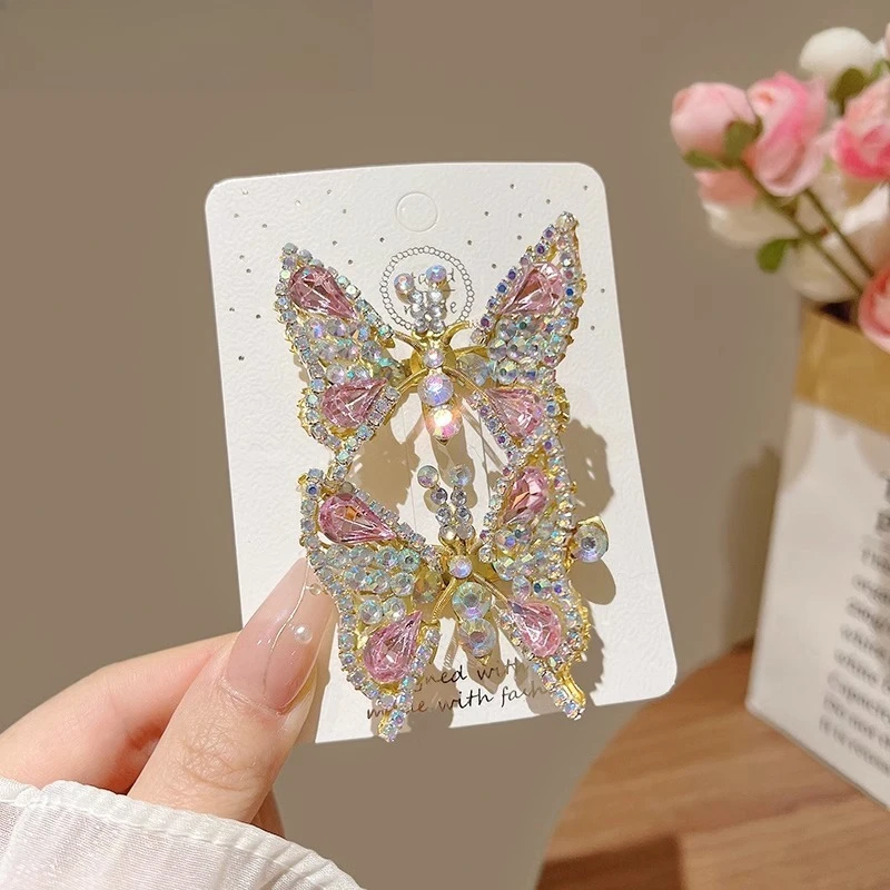 

Rhinestone Hair Clip Bangs Broken Children's 3D Will Move Butterfly Hair Side Clip Fashion Sweet Hundred Hair Accessories