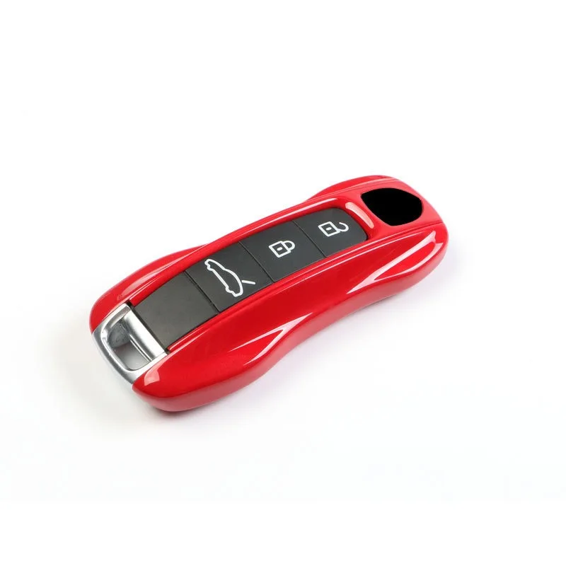 Key Case Carmine Color for Porsche 718 911 Panamera Cayenne Macan Boxster Cayman Car Key Shell Cover Remote Control Fob Replace