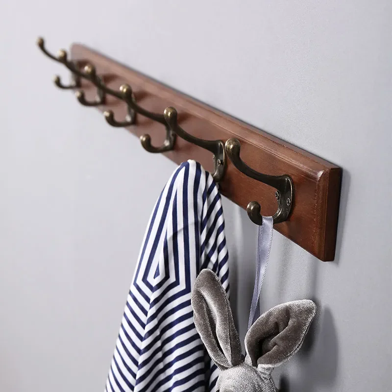 Nordic Wooden Hooks Rack Durable Wall Hanging Bathrooms Bedroom Clothes Hats Hangers Corridor Lobby Bag Keys Goods Storage Tools