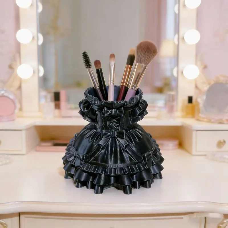 Hot 3D Printed New Princess Dress Lolita Girl Cute Desktop Storage Box Pen Holder Makeup Decoration Ornament - view 4