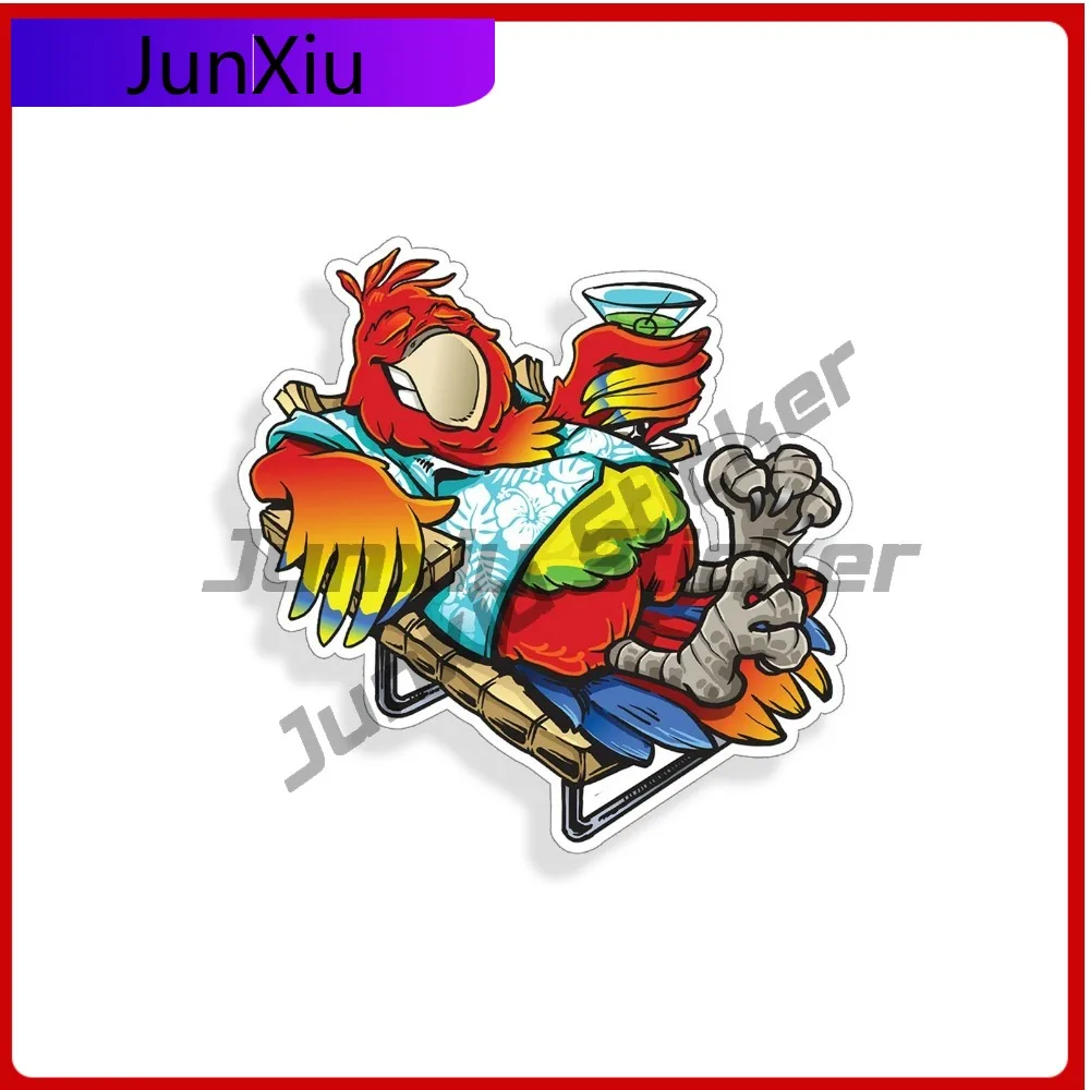 

Наклейка с попугаем Мариеттой, пьющей из чашки, винтажная водонепроницаемая виниловая наклейка для автомобиля, ноутбука, окна, бампера