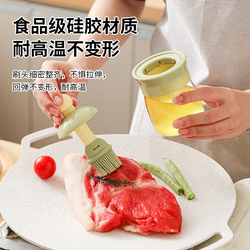 Silicone Oil Brush for Household Use, Heat-Resistant Oil Brush with Bottle Packaging, Oil Pot, Barbecue Oil Brush Integrated