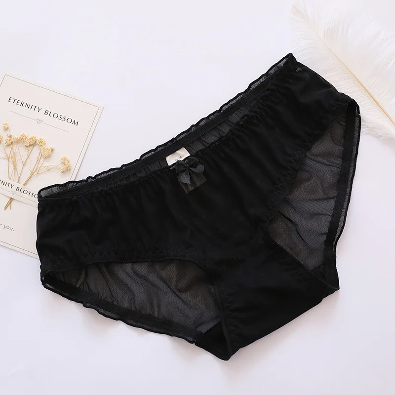 Sale Kids Underwear Girl\'s Underwear 3pc/bag Ventilation Cotton Lace Sexy Transparent Briefs Young Girl Panties M L XL