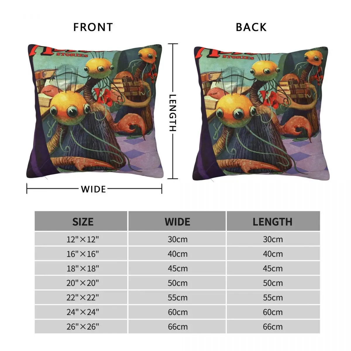 H.P Lovecraft Astounding Stories Square Pillowcase Polyester Linen Velvet Printed Zip Decorative Room Cushion Cover 18