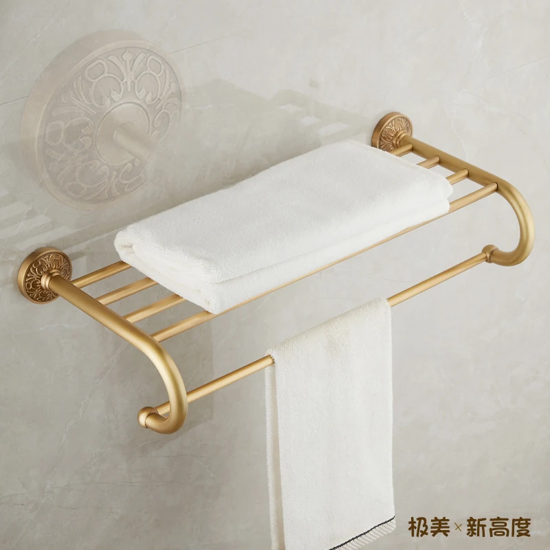French all-copper antique towel rack bathroom pendant set toilet toilet storage rack bath towel rack can be punch-free