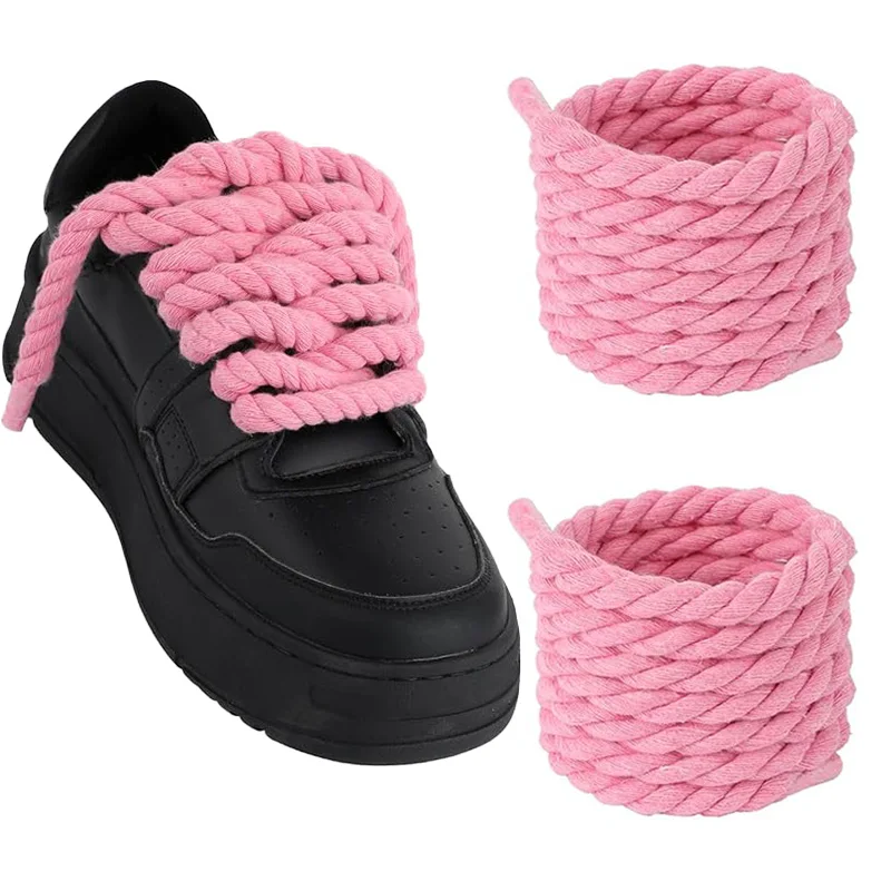 Neue dicke, klobige, fette Baumwoll-Schnürsenkel, runde Seil-Schnürsenkel für Ersatzschnürsenkel für Sneakers, Breite 8 mm, Länge 100/120/140/160 cm