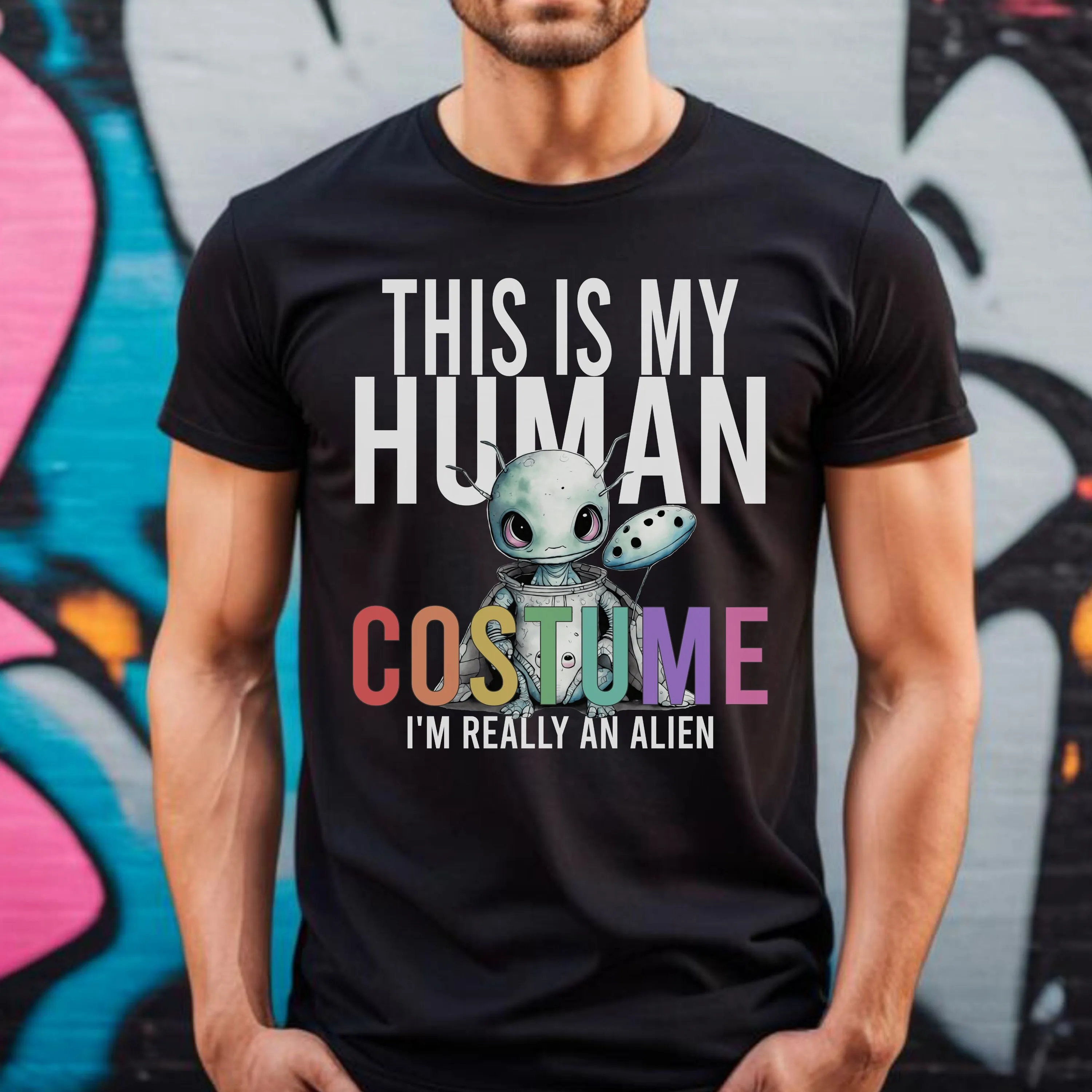 내 인간 코스튬 티셔츠, 나는 정말 외계인 코스프레, 할로윈 재미있는 뱀