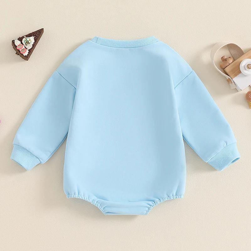 Baby Birthday Romper Long Sleeve Round Neck Letter Print Bodysuit Infant One Year Old Playsuit