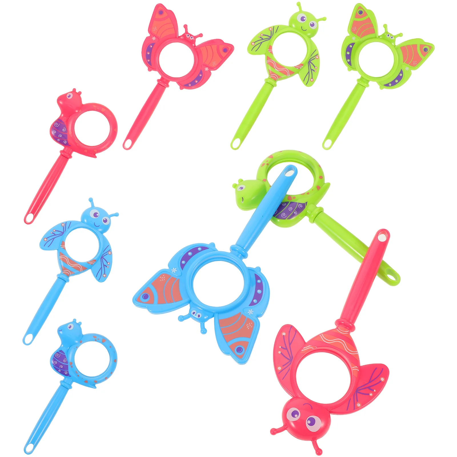 Lupa de insectos de mano para niños, lupa de plástico compacta con lente de alta definición Montessori, 9 Uds.