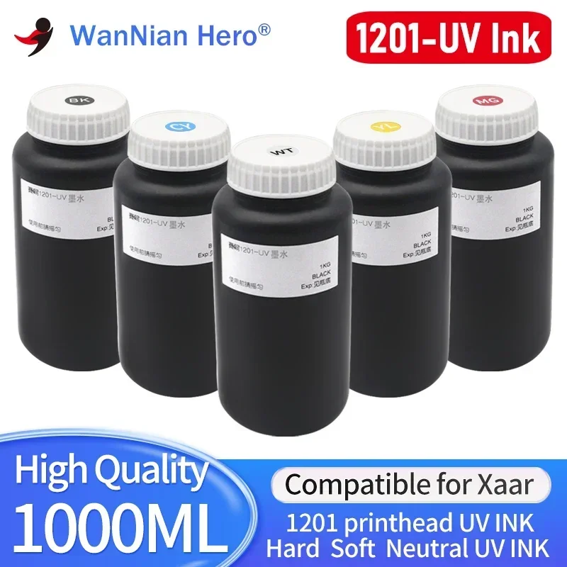 1000ml/Bottle Compatible For Xaar UV Ink For Xaar print head 1201uv ink xaar 1201 printing 3D ink tablet Soft Hard Neutral Led