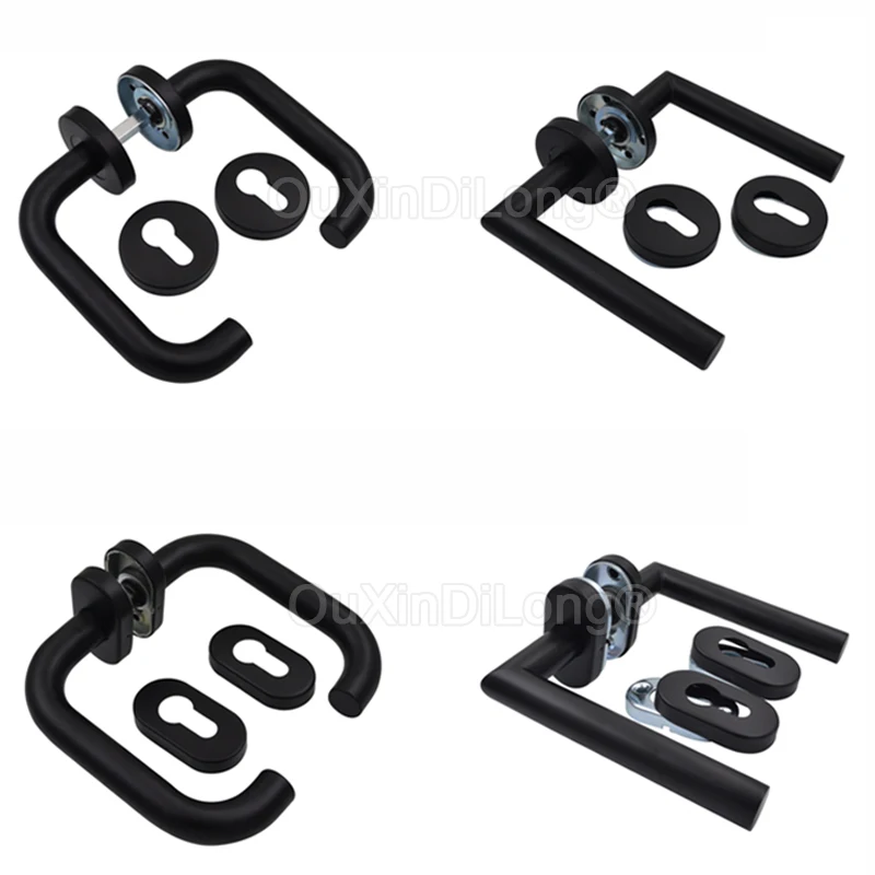 

HOT 1Set Stainless Steel Black Door Handles Hospital Office Passage Entrance Handles Aisle Fire Door Handles Split Door Pulls